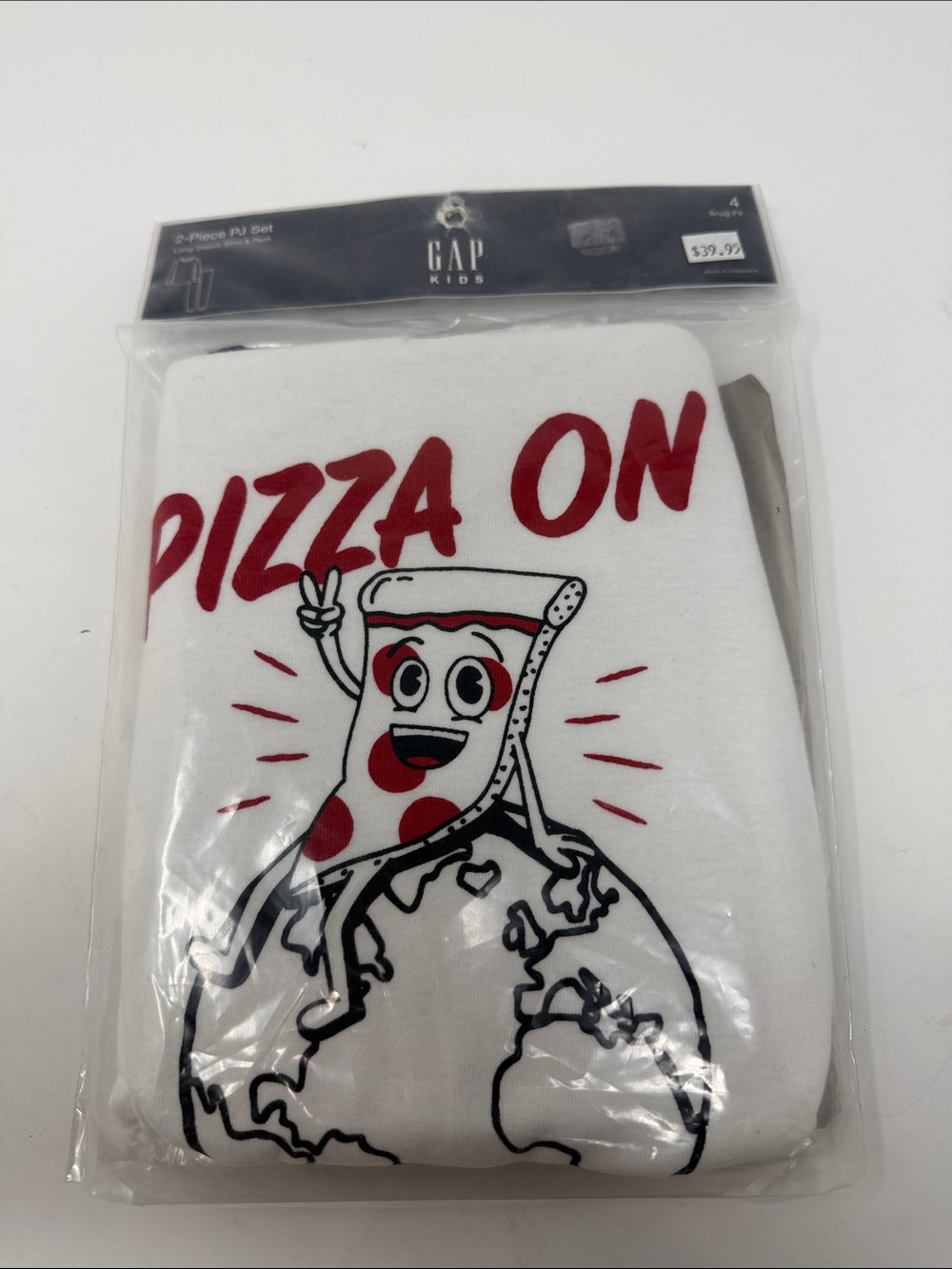 GAP Kids White 'Pizza On' Graphic Tee and PJ Set NWT 4t